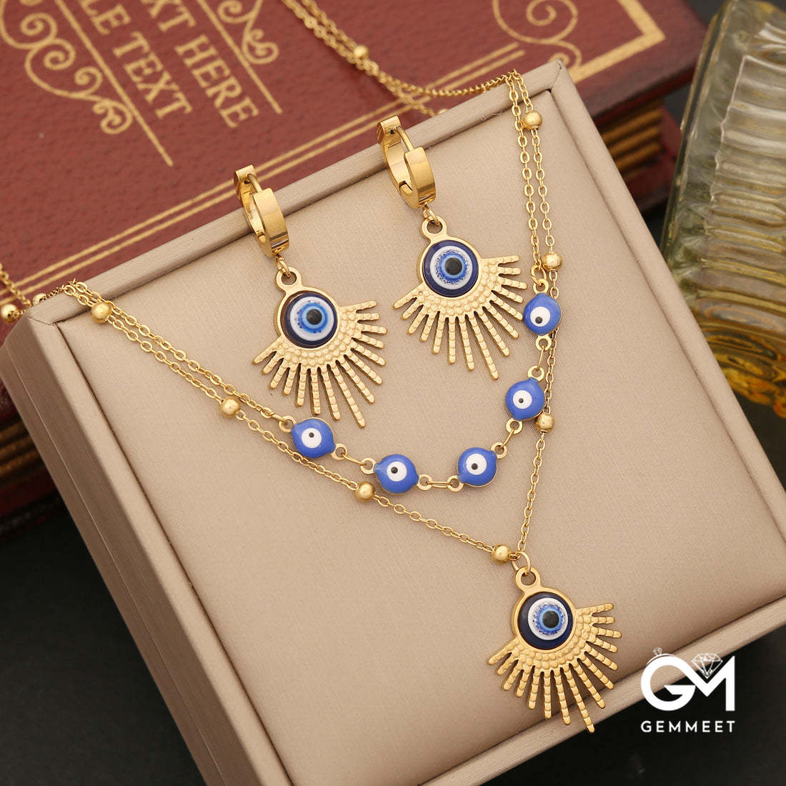 Evil Eye Pendant Bracelet Necklace & Earrings