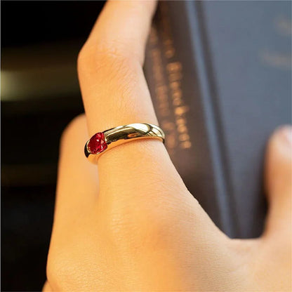 Garnet Gold Plated Minimalist Luxury Ring