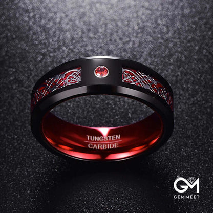 Dragon Pattern Metallic Red Ring