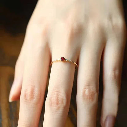 Garnet Minimalist Tiny Ring