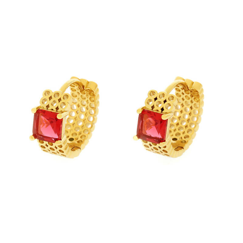 Gold Plating Shaped Square Diamond Earrings