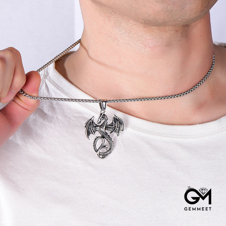 Titanium Steel Flame Dragon Ice and Fire Song Necklace