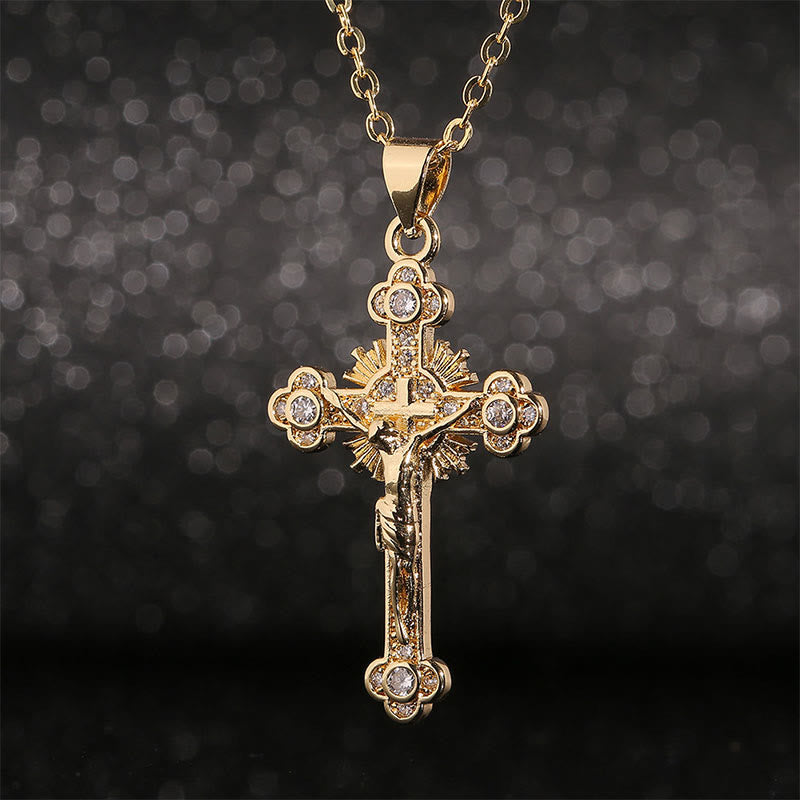 Colourful Zircon Faith Cross Necklace