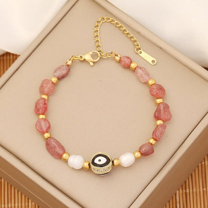 Trendy Natural Stone Evil Eye Bracelet