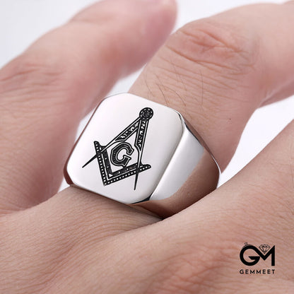 Stainless Steel Masonic Double-headed Eagle Ring