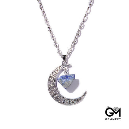 Silver Moon Stone Pendant Necklace