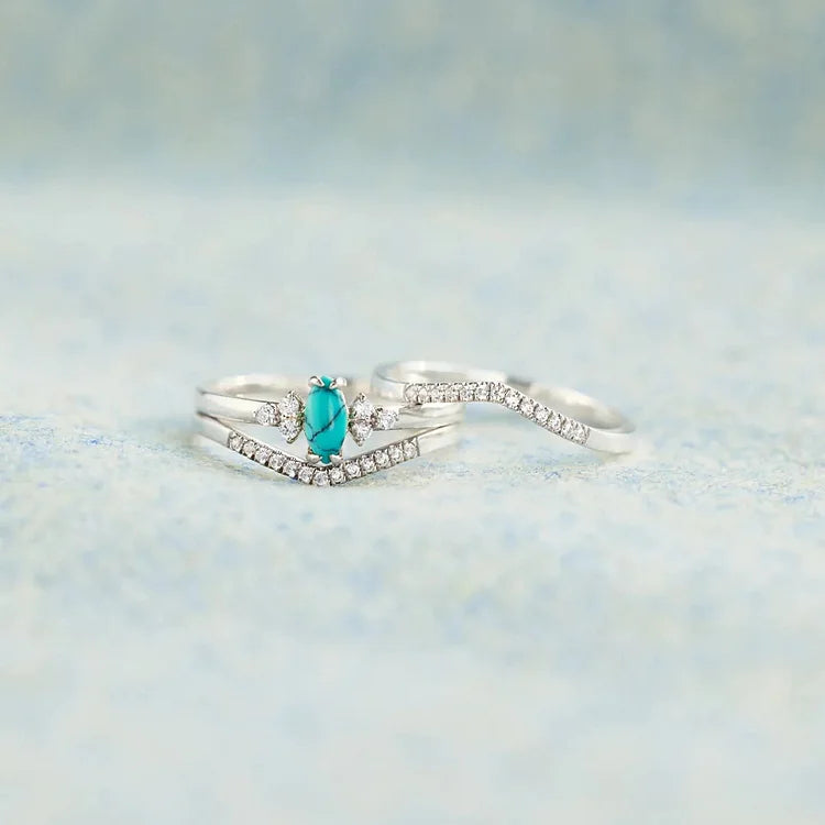 S925 Sterling Silver Turquoise Two-piece Ring