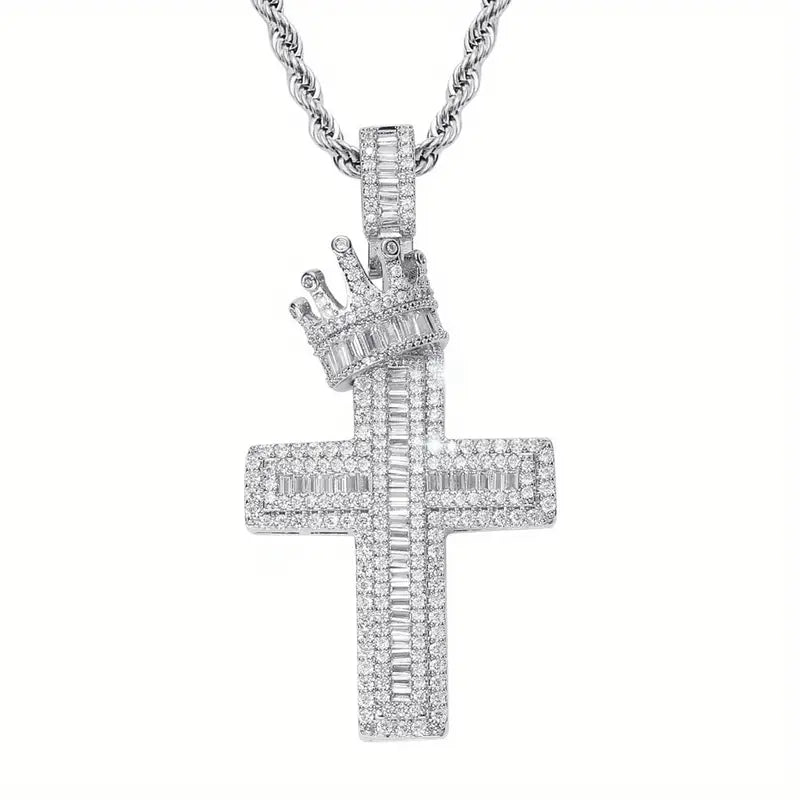 Crown Hip Hop Cross Pendant Necklace