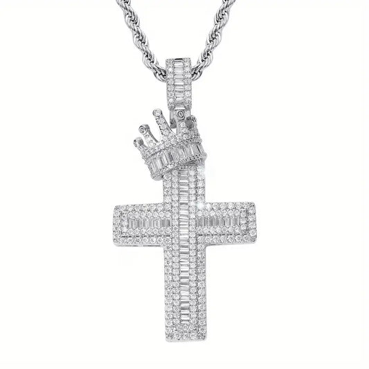 Crown Hip Hop Cross Pendant Necklace