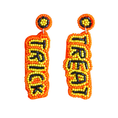 Halloween Letter TRICK Rice Bead Funny Earrings