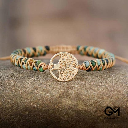 Turquoise Woven Bracelet From The Tree of Life