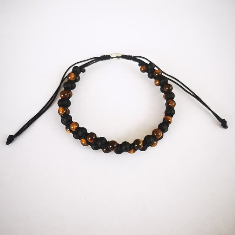 Tiger Eye Black Onyx Beads Braided Bracelet