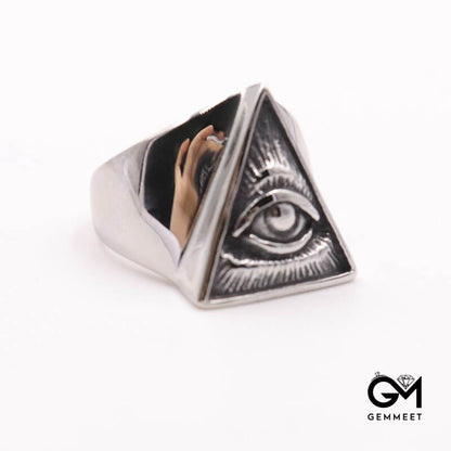 Evil Eye Triangle Stainless Steel Ring