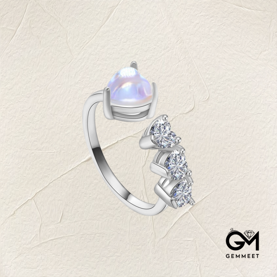 Moonstone Multiple Love Silver Ring