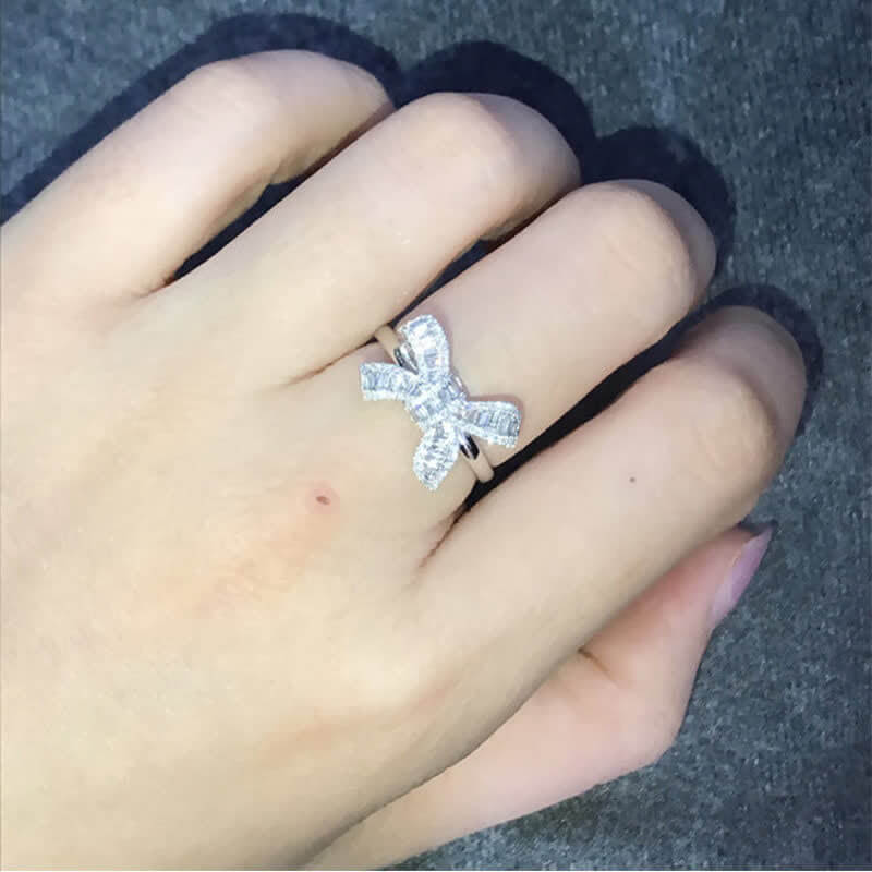 Fairy Bowknot Trapezoid Zircon Ring