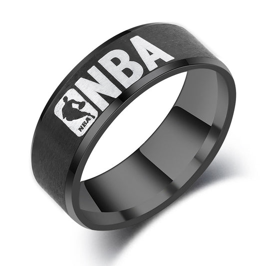 Titanium Steel NBA Basketball Logo Ring