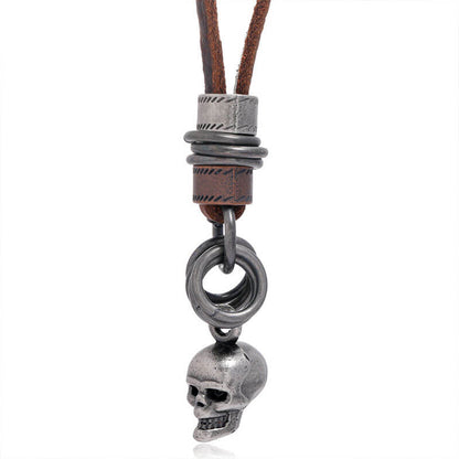 Retro Skull Scalp Necklace Men's Fashion Simple Long Sweater Chain