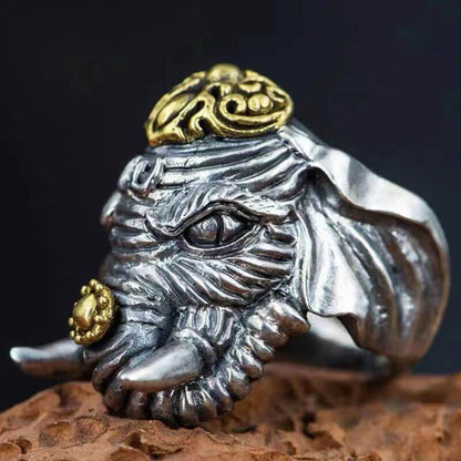 Vintage Handmade Elephant Heavy Personality Male Fashion Ring