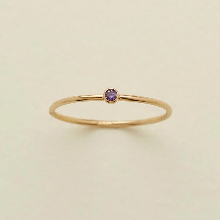 Birthstone 12 Month Birth Slim Ring