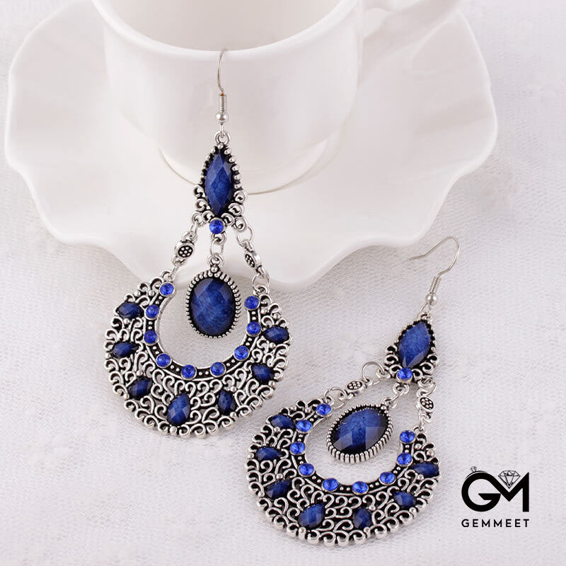 Bohemian Drop-shaped Cutout Flower Earrings