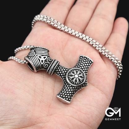 Viking Thor's Hammer Rune Titanium Steel Necklace