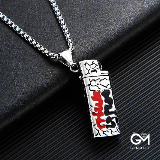 Stainless Steel Lighter Good Evil Pendant Necklace