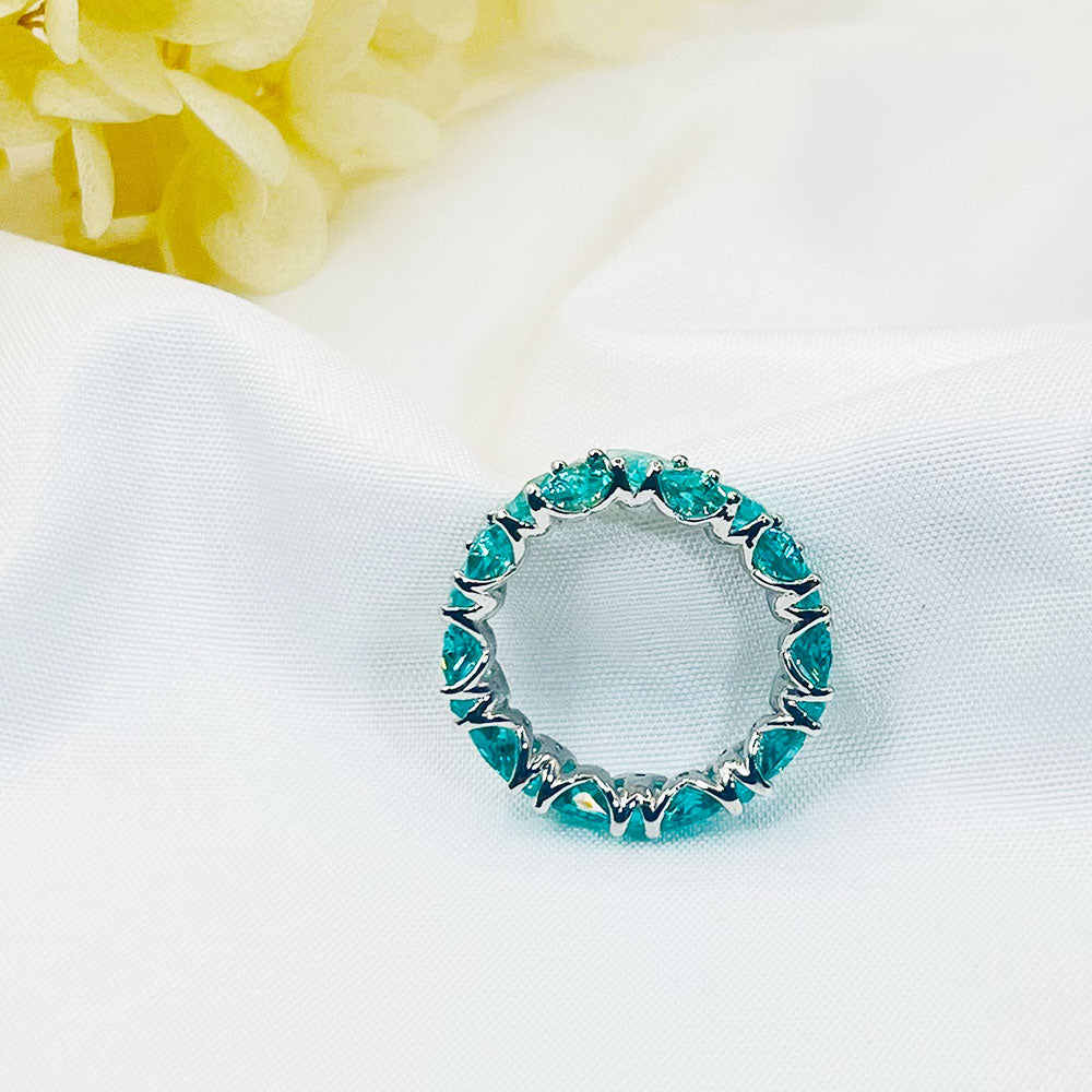 Simple Inlaid Light Blue Zircon Ring