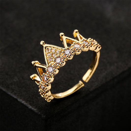 Hollow Crown Full Stones Ring