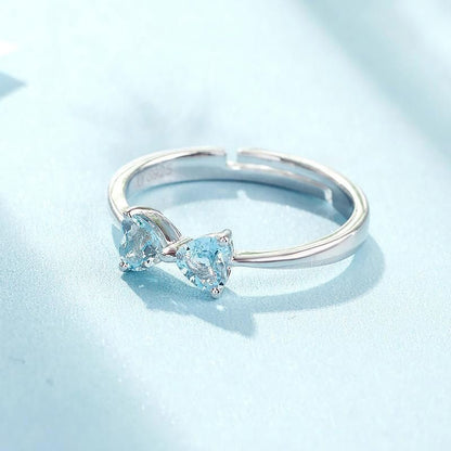 Aquamarine Heart-Shaped Zircon Ring