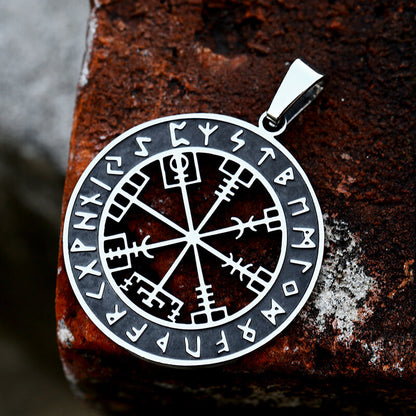 Compass Lettering Titanium Steel Pendant