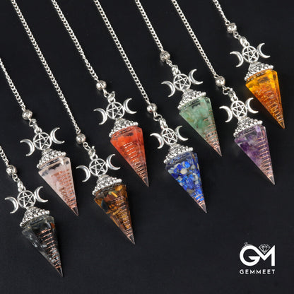 Colored Stone Topaz Hexagon Cone Spirit Pendulum