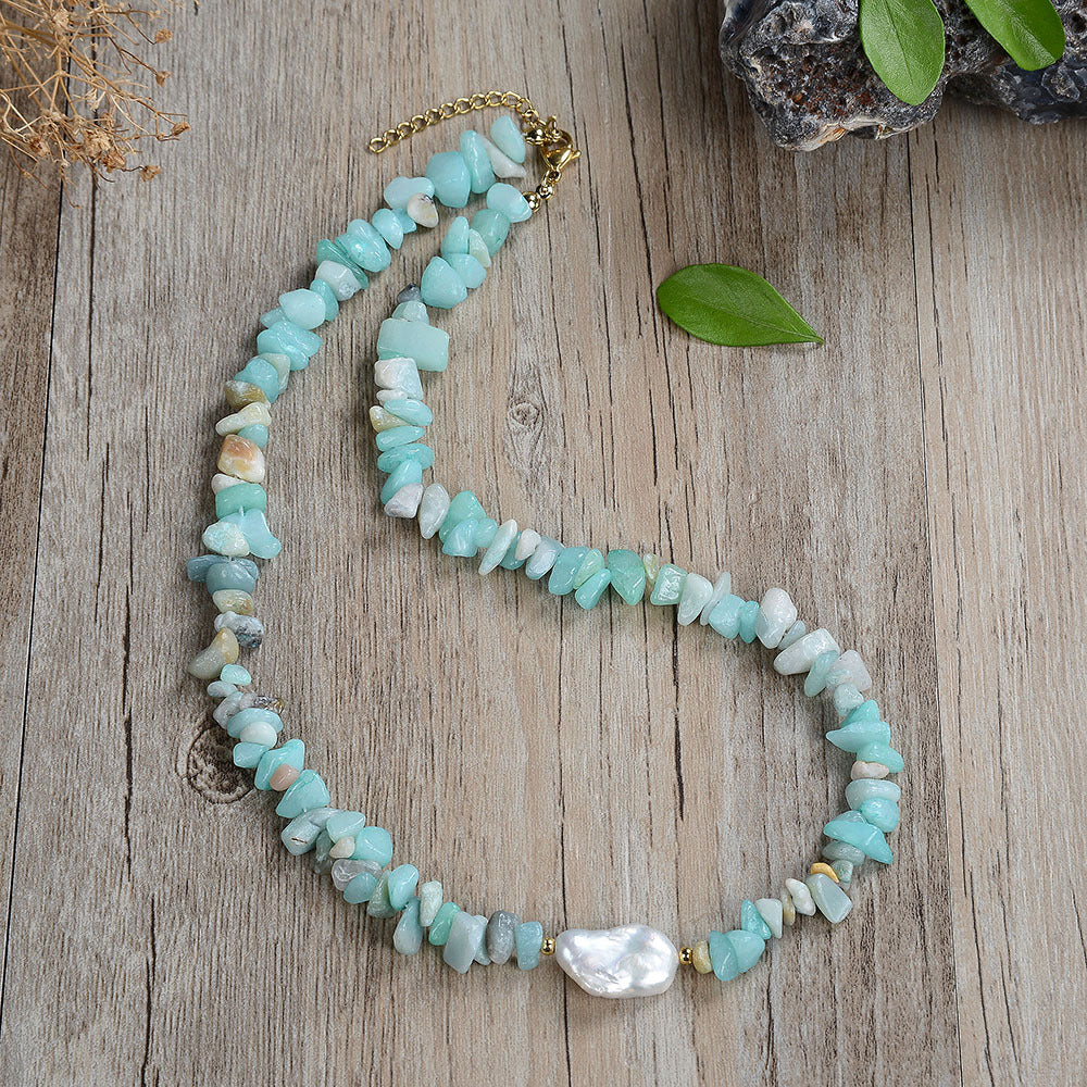 Crushed Pearl Panel Necklace