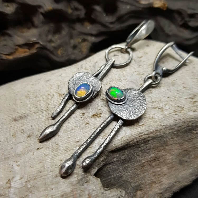 Asymmetric Colorful Opal Witch Earrings