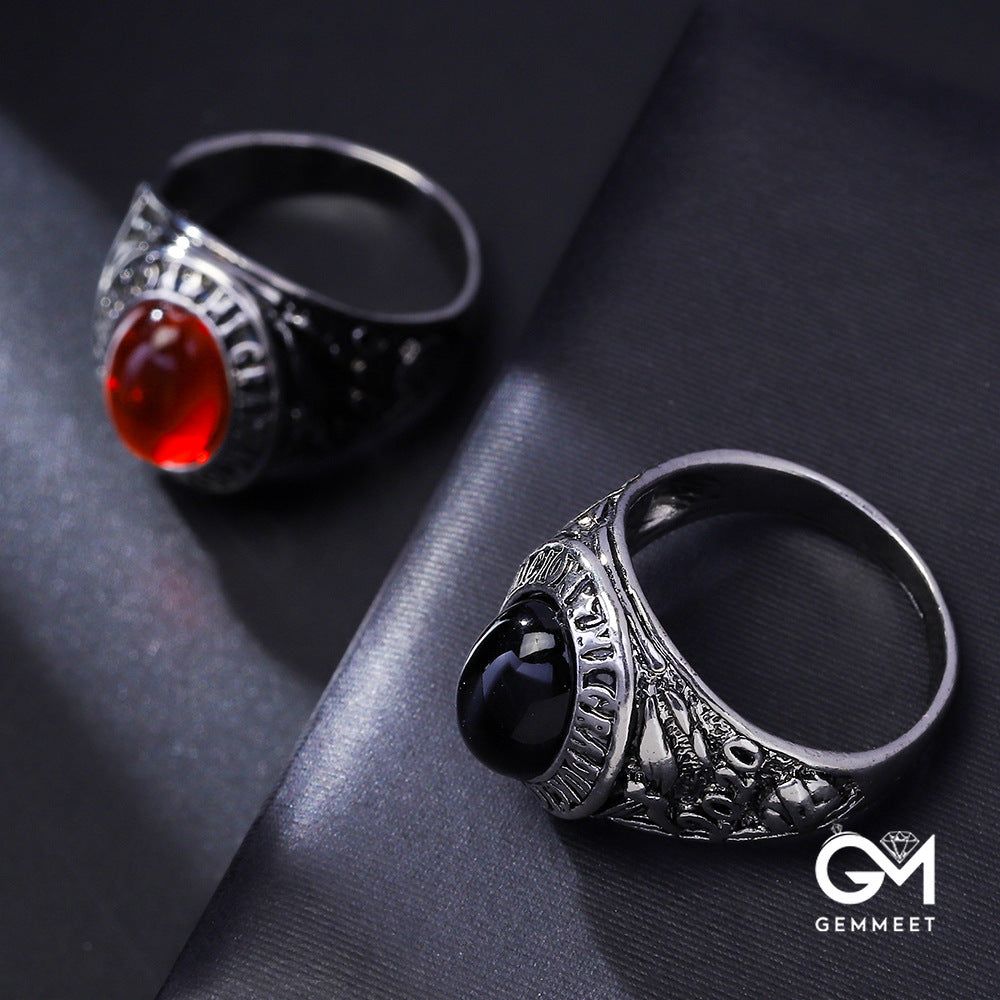 Vintage Hip Hop Red Black Zircon Ring