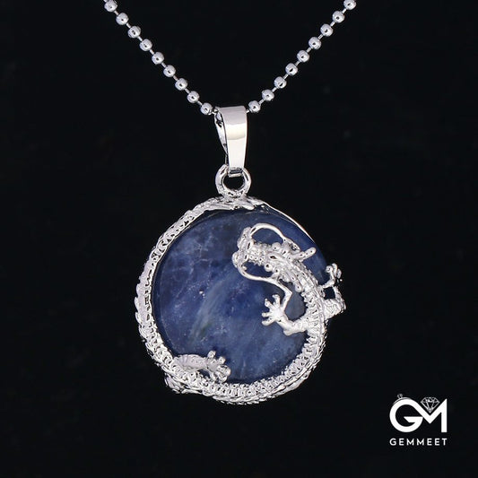 Crystal Sodalite Stone Dragon Necklace