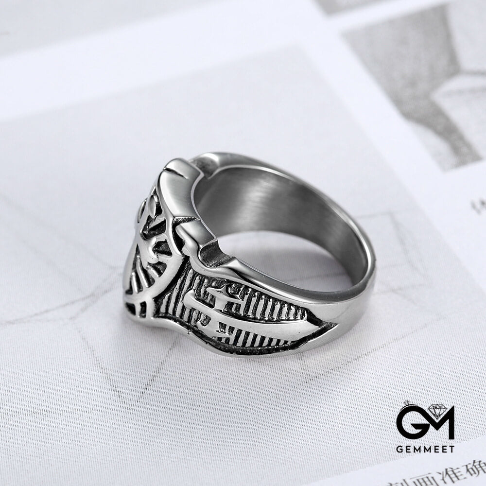 Stainless Steel Vintage Templar Logo Ring