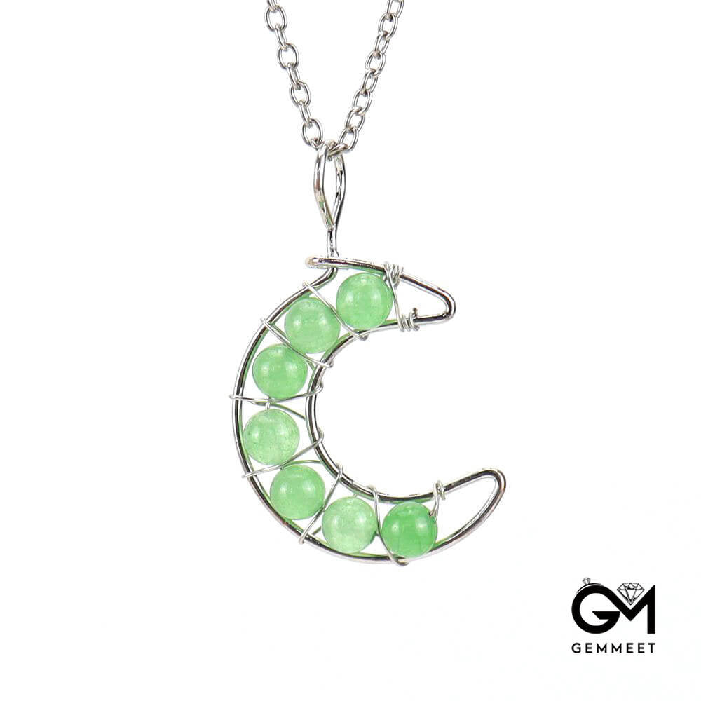 Crystal Multicolor Bead Moon Necklace