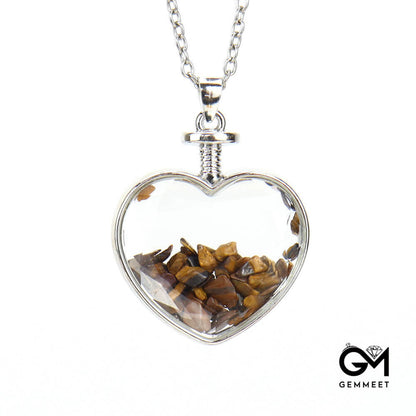 Heart Gravel Polished Drift Bottle Necklace