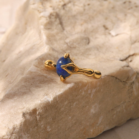 Court Vintage Titanium Prong Seting Lapis Lazuli Signet Ring