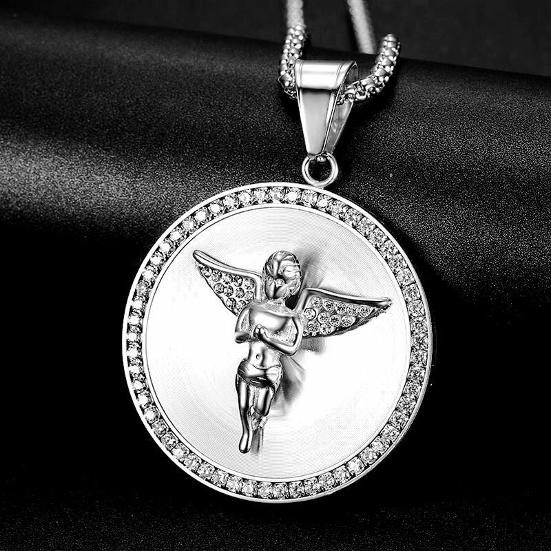 Hip Hop Jewelry Gold Plated Zirconia Angel Pendant