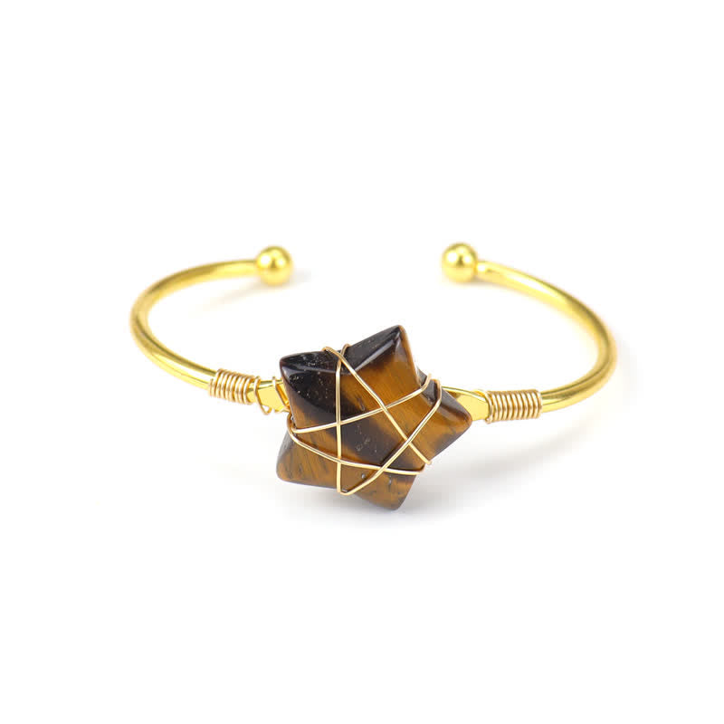 Gold Wire Wrapped Star Shape Gemstone Bracelet