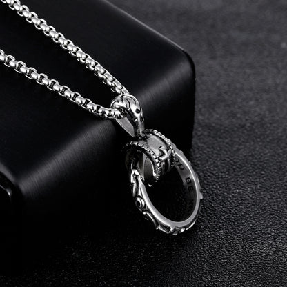 Titanium Steel Hoop Pendant Chain Necklace