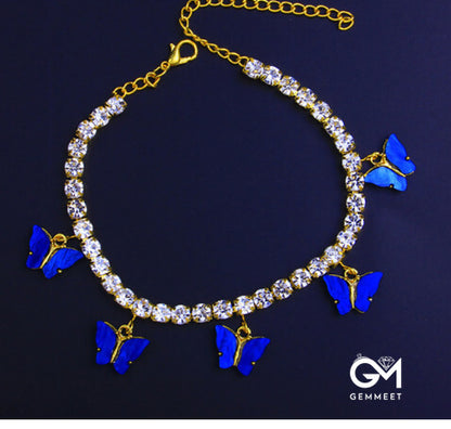 Beach Zircon Resin Butterfly Anklet