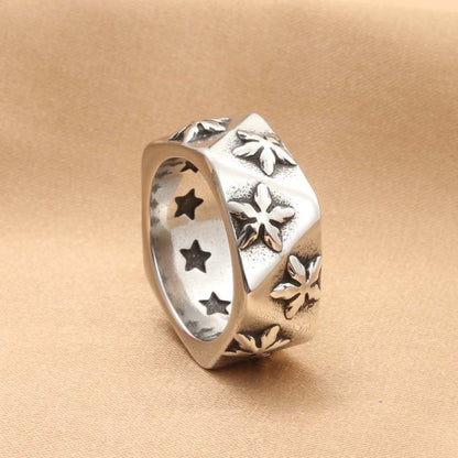 Polygonal Five-pointed Star Retro Trendy Men's Ring