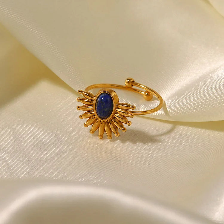 Lapis Lazuli 18k Gold Plated Stainless Steel Ring