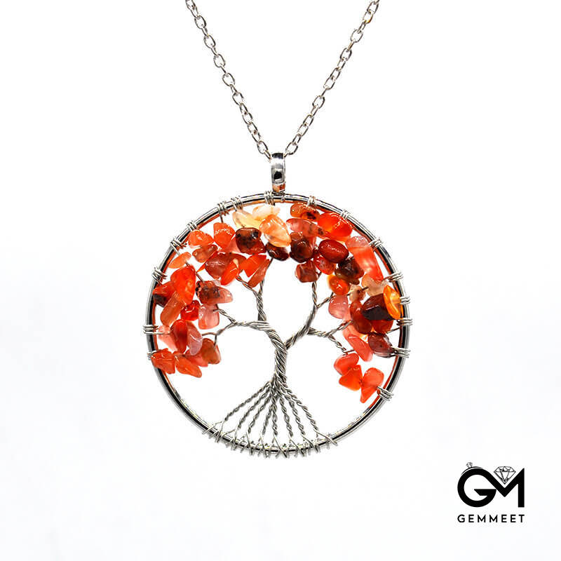 Kabbalah Tree of Life Gravel Crystal Necklace