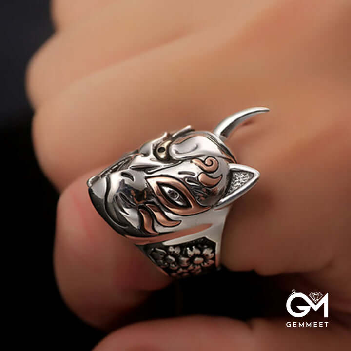 Devil Half Face Skeleton Prajna Ghost Ring