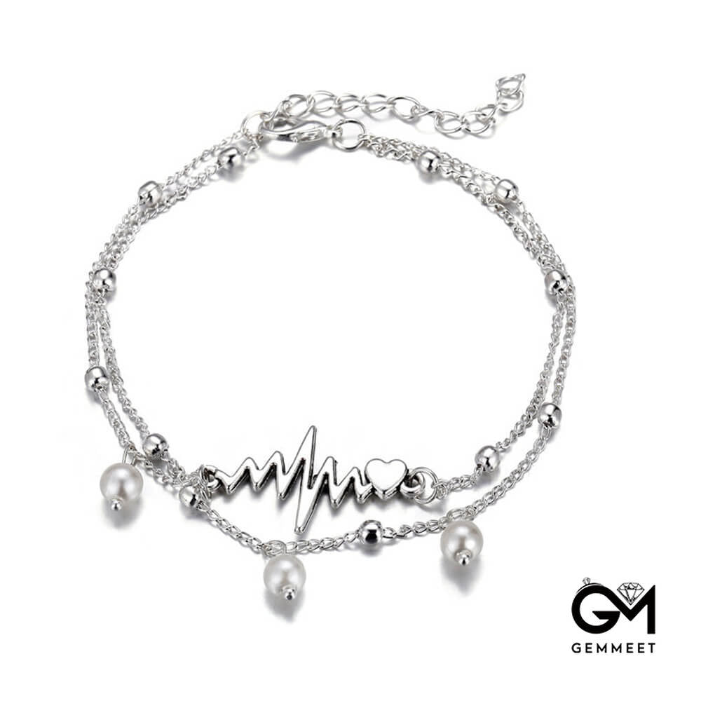 Bohemian Double Pearl ECG Anklet