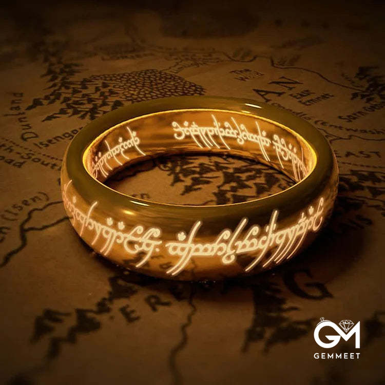 THE ONE RING - Gold Plated Tungsten with Dark Tongue of Mordor