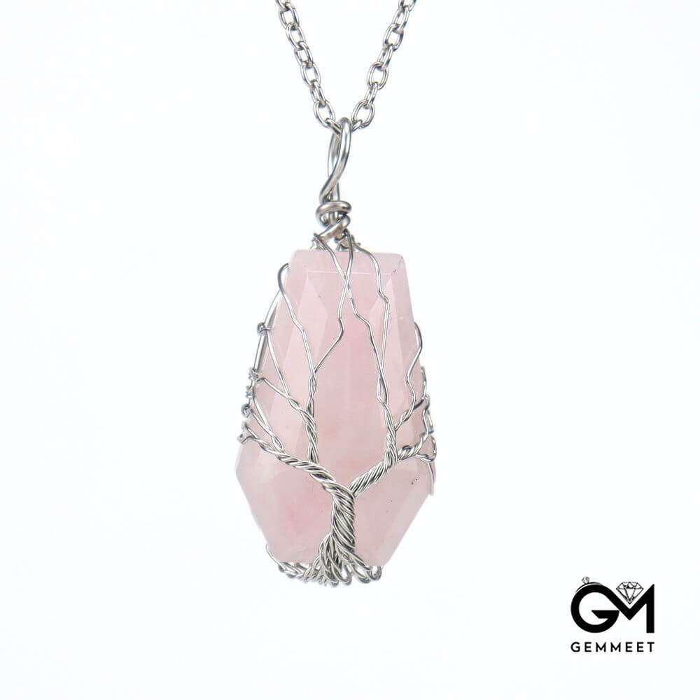 Crystal Octahedral Tree of Life Necklace